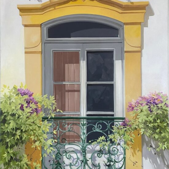 Part of Fonseca Martins' Window Collection, Janela Amarelo is a beautiful oil on canvas painting