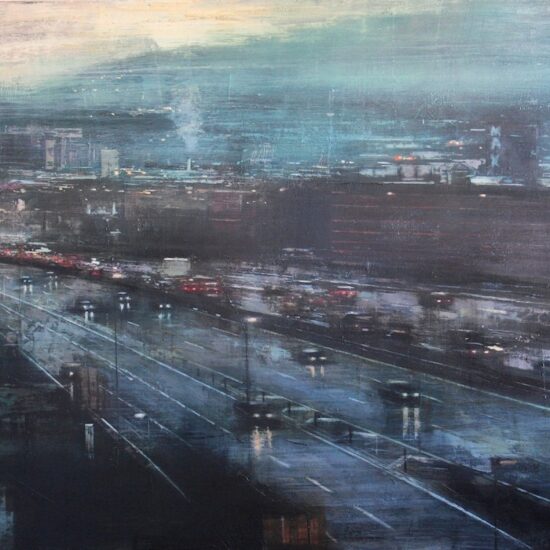 Highway by Pedro Rordriguez, Oil on wood painting, available at Tavira d'Artes art gallery
