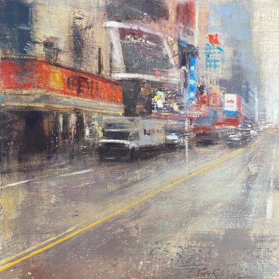 Red Light Manhattan by Pedro Rodriguez oil on linen painting available at Tavira d'Artes Art Gallery