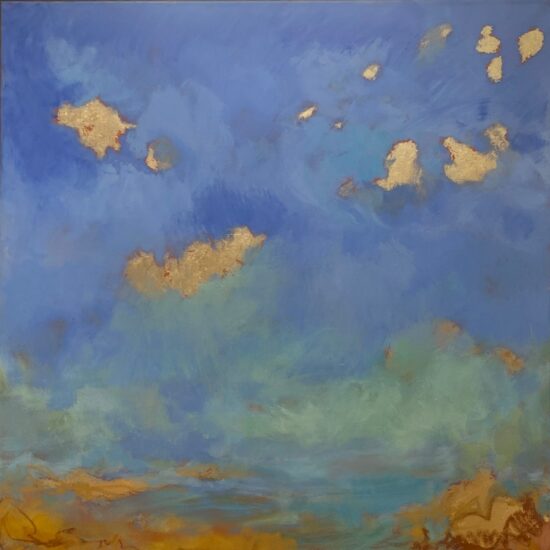 Summer Sky lll by Jessica Dunn an Oil & Gold Leaf on Canvas painting available at the Tavira d'Artes Art Gallery