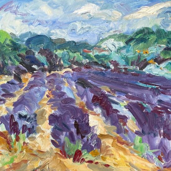 Lavender Field by Fi Katzler oil on canvas by available at Tavira d'artes