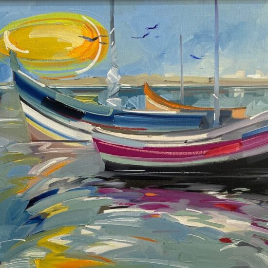 Por do Sol by Fonseca Martins oil on canvas painting available at Tavira art gallery in Tavira - Portugal