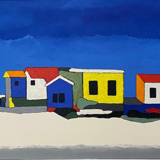 Ilha do Farol by Ernesto Meis - acrylic on canvas painting at Tavira d'artes art gallery in Portugal's Algarve