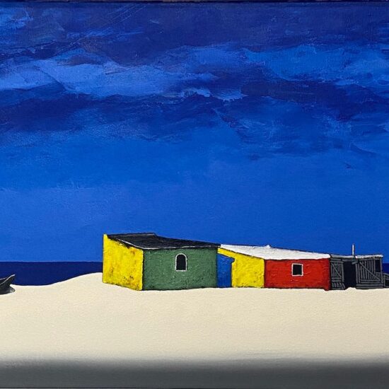 Little Houses by Ernesto Meis acrylic on canvas available at Tavira d'artes art gallery in Portugal's Algarve