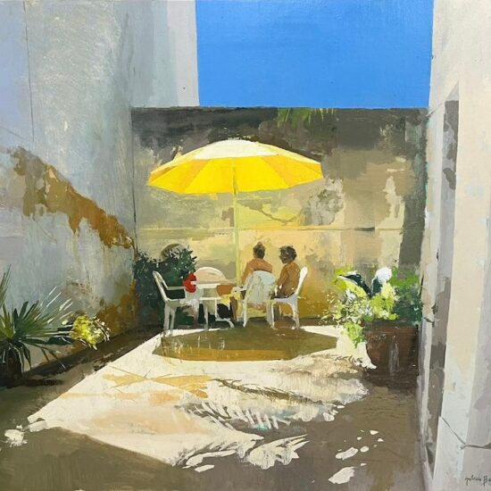 Luz.de.verano by Antonio Barahona - oil on wood painting at the Tavira d'Artes art gallery in Portugal's Algarve