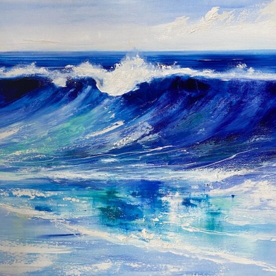 Ola.Arrastre by Miguel Redondo - Acrylic on canvas painting at Tavira d'artes art gallery in Portugal's Algarve