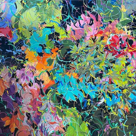 flores.e.folhas by Fonseca Martins - oil on canvas painting at tavira d'artes art gallery in Portugal's algarve