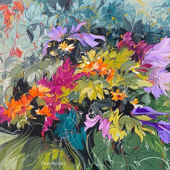 flores.e.folhas.II by fonseca martins oil on canvas painting at Tavira d'artes art gallery