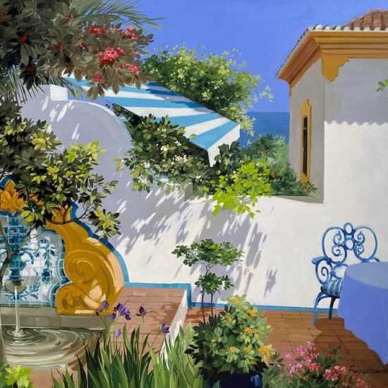 terraço.com.fonte by Fonseca Martins oil on canvas painting at Tavira d'artes art gallery