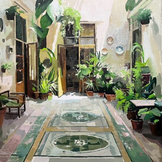 Solaria by Antonio Barahona - oil on wood painting at Tavira d'artes art gallery