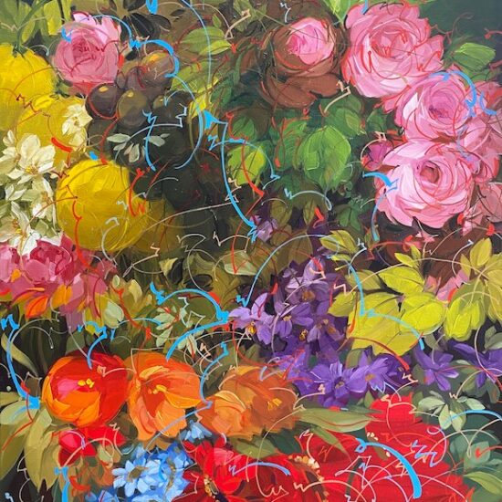 Roses Poppies and Fruit by Fonseca Martins